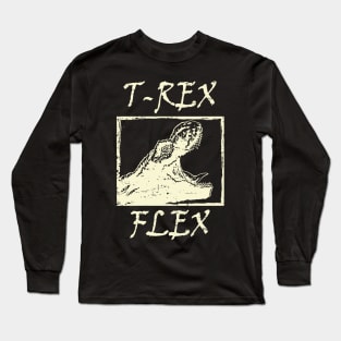 T-Rex Flex Dino Distressed Retro White Long Sleeve T-Shirt